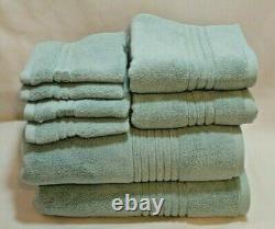 Hotel Vendome Eight Piece Towel Set Light Blue 100% Cotton Spa Collection New