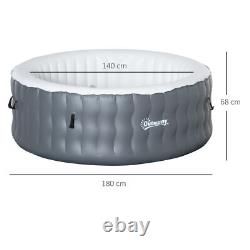 Inflatable Spa Hot Tub Round Bubble Spa with Pump Cover 4 Person Light Grey