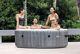 Intex 4 Person Greywood Pure Spa Deluxe Inflatable Hot Tub Set Wood Grain