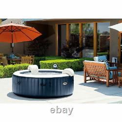 Intex 75 Inch 6 Person Inflatable Hot Tub with Spa LED Light and Cup Holder/Tray