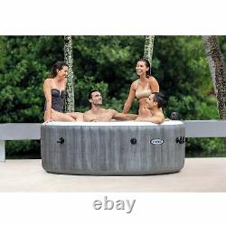 Intex Greywood Deluxe 4 Person Portable Inflatable Hot Tub Spa w LED Light, Gray