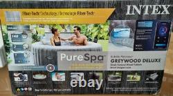 Intex PureSpa Hot Tub Greywood Deluxe Set 4 Person Inflatable Spa Pool