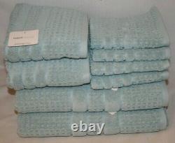Kassa Moda Eight Piece Solid Light Blue Bathroom Towel Set 100% Cotton New
