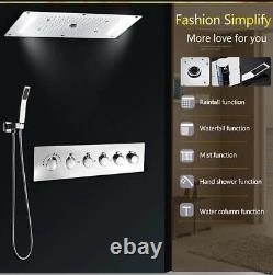 LED Ceiling Mount Shower Set Multi Function 15x28, Polished Stainless Steel
