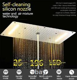 LED Ceiling Mount Shower Set Multi Function 15x28, Polished Stainless Steel