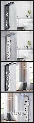 LED Light Shower Panel Waterfall Rain Shower Faucet Set SPA Massage Jet Bath