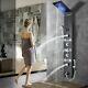 Led Rain Waterfall Shower Panel Column Tower Black Bathroom Massage Body Spa Jet