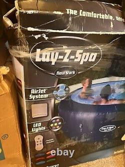 Lay-Z Spa New York 6 Person Inflatable Hot Tub Spa Air Jet Lights Used