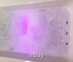 Left Hand L Shape Jacuzzi Type Spa Bath & Screen with Whirlpool & Light