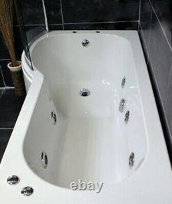 Left Hand P Shape Spa Bath & Screen with Whirlpool & Light 1700mm length