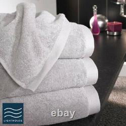 Luxury 750gsm Soft Fluffy Towels & Bundle Sets Pure Cotton Light Grey Silver