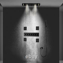Luxury Bathroom LED Faucet Waterfall Spa Mist Shower Head Matte Black Shower Set