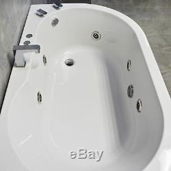Luxury Corner Bath With Whirlpool Jacuzzi Spa Jets + Light Options 1550 x 900mm