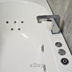 Luxury Corner Bath With Whirlpool Jacuzzi Spa Jets + Light Options 1550 x 900mm