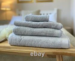 Luxury Light Grey Silver 750GSM Thick Supersoft & Absorbent 100% Cotton Towels