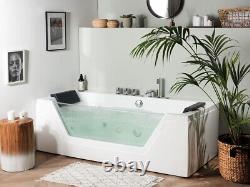 Luxury Whirlpool Bathtub With Glass LED Light Waterfall Front Self-Supporting 1W