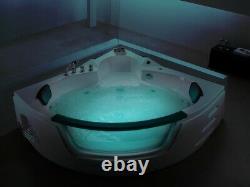 Luxury Whirlpool Bathtub With Glass LED Light Waterfall Front Size Corner Bath
