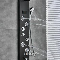 Newly LED Light Shower Panel Waterfall Rain Shower Faucet Set SPA Massage Body