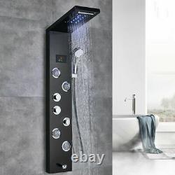 Newly LED Light Shower Panel Waterfall Rain Shower Faucet Set SPA Massage Body