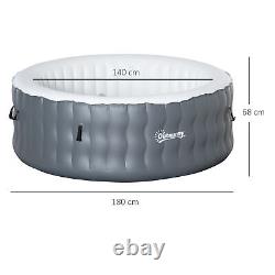 Outdoor Round Hot Tub Inflatable Bubble Spa with Pump, Cover, 4 Person, Light Grey