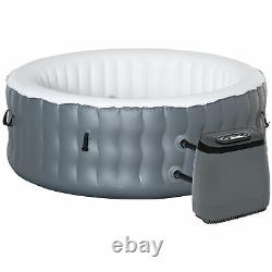 Outsunny Inflatable Hot Tub Spa with Pump, 4 Person, Light Grey
