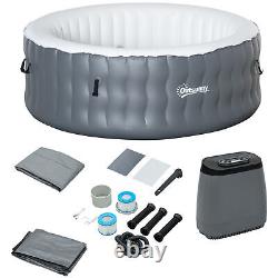 Outsunny Inflatable Hot Tub Spa with and Pump, 4-6 Person, Grey
