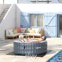 Outsunny Round Inflatable Hot Tub Bubble Spa with Pump Cover 4 Person Light Grey