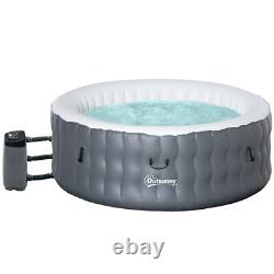 Outsunny Round Inflatable Hot Tub Bubble Spa with Pump Cover 4 Person Light Grey