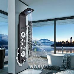 Rain Bathroom SPA Massage Jet ShowerBlack LED Light Shower Column System