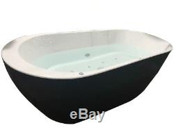 Roman Jacuzzi Air Spa Black Freestanding Bath Whirlpool Bath LIGHT 1700 x 800mm