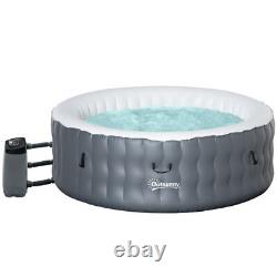Round 108 Airjet Inflatable Hot Tub Bubble Spa with Pump Cover 4-6 Person Grey