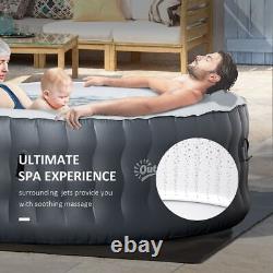 Round Inflatable Hot Tub Bubble Spa with Pump, Cover, 4-6 Person, Grey