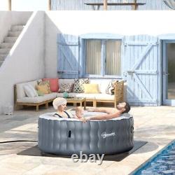 Round Inflatable Hot Tub Bubble Spa with Pump, Cover, 4 Person, Light Grey