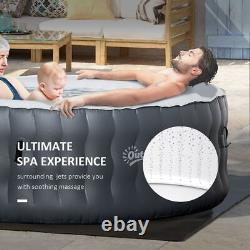 Round Inflatable Hot Tub Bubble Spa with Pump, Cover, 4 Person, Light Grey