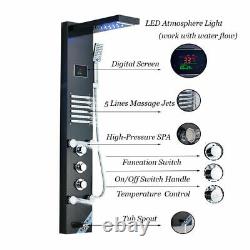 Shower Panel Column LED Light Digita Rainfall Shower Faucet with Massage SPA