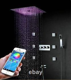 Shower System With LED Lights Remote Controlled Massage Mist Rain Bathroom Spa