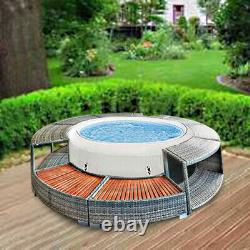 Spa Surround Light Grey Poly Rattan Pool Lazy Spa Accessory Hot Tub Surround New