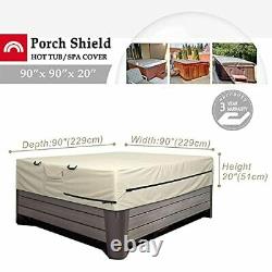 Square Hot Tub Cover Waterproof Outdoor SPA Hard 90 x 90 inch Light Tan