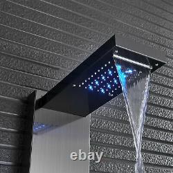 Stainless Steel LED Shower Panel Column 5-way Rain Waterfall Massage SPA Jets