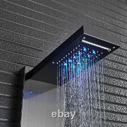 Stainless Steel LED Shower Panel Column 5-way Rain Waterfall Massage SPA Jets