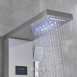 Stainless Steel LED Shower Panel Column Rain Waterfall Shower Head WithMassage Jet