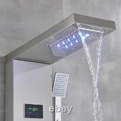 Stainless Steel LED Shower Panel Column Rain Waterfall Shower Head WithMassage Jet