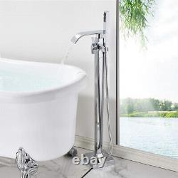 Standing Bathtub Faucet Tub Floor Mounted Filler Free Handheld Shower Mixer Tap
