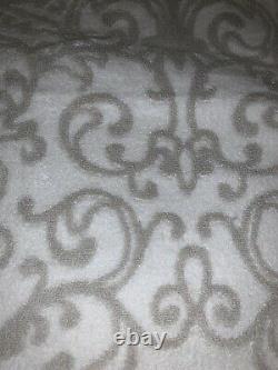 TAHARI Light Grey White Scroll Damask Luxury Bath Hand Towel Set 6 Pieces NWT