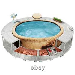 VidaXL Spa Surround Light Grey Poly Rattan Pool Spa Accessory Hot Tub Surround