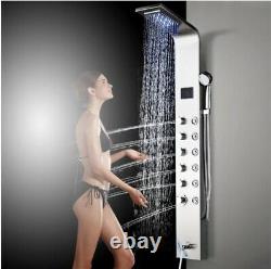 Wall Mounted RVS Bathroom Spa Shower Panel Tower LED Light and 8 Jets
