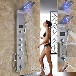 Waterfall Bathroom LED Shower Panel Tower System Stainless Steel with Body Jets UK
