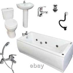Whirlpool Bath Suite Inc FREE White Light Siera Bath Inc Taps, Toilet + Basin