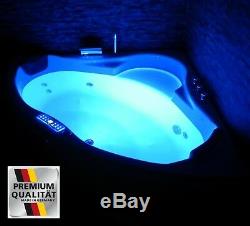 Whirlpool Corner Bathtub Bath With 8 Massage Nozzles LED Lighting Spa For