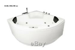Whirlpool Corner Bathtub Bath With 8 Massage Nozzles LED Lighting Spa For
